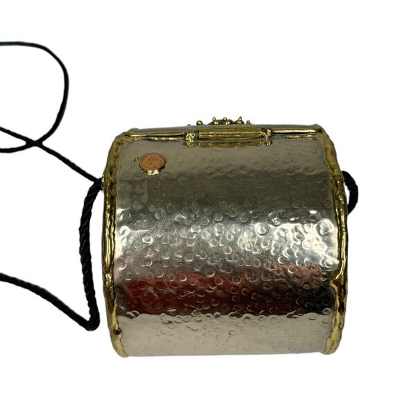 Vintage Lunacy Designs Hand Crafted Mixed Metal Mini Purse Bag Gold Silver Stone - Picture 3 of 11